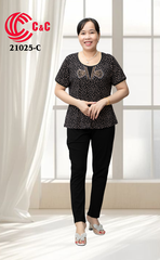 21025 - Crystal-Embellished Patterned Top Stretch Pants