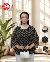 25171 - Typography Pattern Dolman Sleeves Perfect For Hiding Imperfections