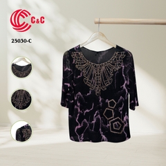 25030 - Lace Overlay Embroidered Design with Decorative Stones Infusion and Lace Embroidery