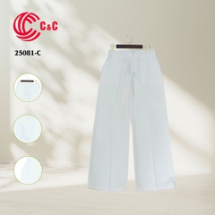 25081 - Straight-Leg Pants with Two Style Buttons Double Waistbands in Matching Color