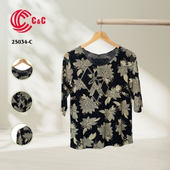 25034 - Pattern Round Neck Stylized Embroidered Design with Lace and Glass Stones Infusion