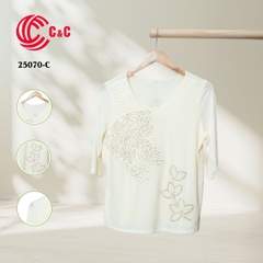 25070 - Round Neck with Lace and Decorative Glass Beads