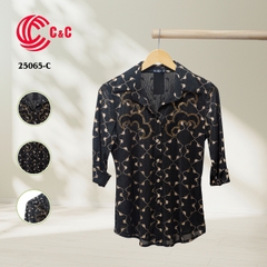25065 - Four Stylized Decorative Patterns Mesh Fabric with Lace Rhinestone Embellishments Combined
