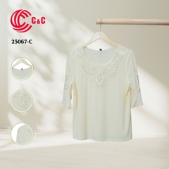 25067 - Embroidery and Beads Neck Lace Overlay with Two-Sided Embroidery Combined Glass Beads