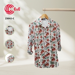 25041 - Leaf and Flower Stylized Patterns Mesh Fabric