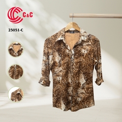 25051 - Stylized Leopard Print Mesh Fabric