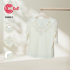 25069 - Embroidery and Beads Neck Lace Overlay