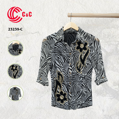 23239 - Combination of Pattern Background and Floral Decoration with Glass Beads