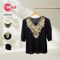 24177 - 3D Lace Overlay Collar Embellished Pearls