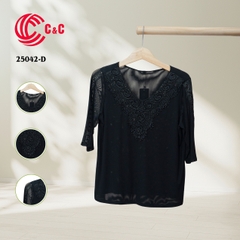 25042 - Lace-Trimmed Cut-Out Sleeves in 9 Colors