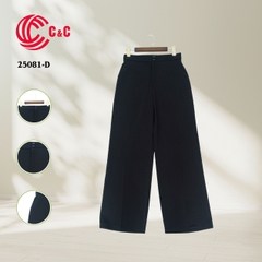 25081 - Straight-Leg Pants with Two Style Buttons Double Waistbands in Matching Color