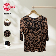 24034 - Feather Pattern Round Neck Embroidered Lace with Decorative Glass Bead