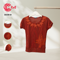  18100 - Embossed Star Patterns with Sheer Mesh and Glass Stone Accents