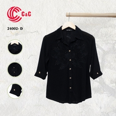 24002 - Korean Knit with Sunflower Embroidery and Stone Bead Accents