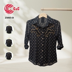 25065 - Four Stylized Decorative Patterns Mesh Fabric with Lace Rhinestone Embellishments Combined
