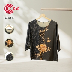 22108 - Floral Silk Fabric with Wind Stylized Patterns in 10 Colors