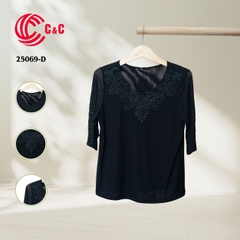 25069 - Embroidery and Beads Neck Lace Overlay