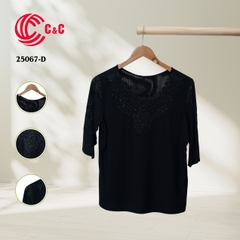 25067 - Embroidery and Beads Neck Lace Overlay with Two-Sided Embroidery Combined Glass Beads