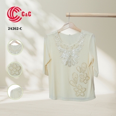 24262 - Lace Collar with Sequin and Glass Bead Detailing