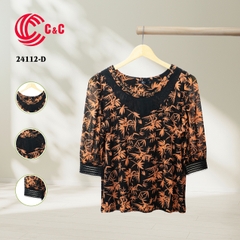 24112 - Pattern Round Neck Lace Combination with Decorative Stones