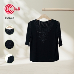 25064 - Lace Overlay Embellished with Sequins and Embroidered Lace Sleeves in 6 Colors