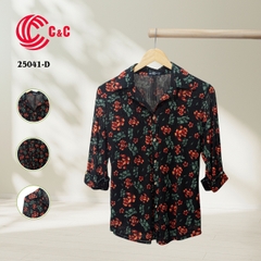 25041 - Leaf and Flower Stylized Patterns Mesh Fabric