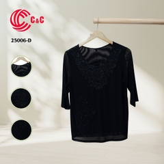 25006 - Elegant Lace Collar with Embroidery and Crystal Accents