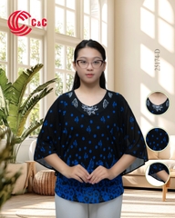 25174 - Batwing Sleeves with Floral Leaf Embroidery