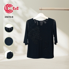 25070 - Round Neck with Lace and Decorative Glass Beads