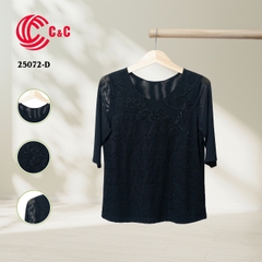 25072 - Round Neck Embroidered Mesh Fabric with 9 Color Variations