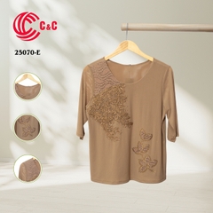 25070 - Round Neck with Lace and Decorative Glass Beads