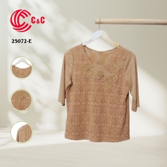 25072 - Round Neck Embroidered Mesh Fabric with 9 Color Variations