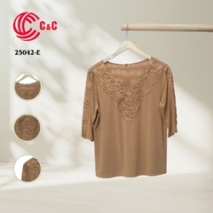 25042 - Lace-Trimmed Cut-Out Sleeves in 9 Colors