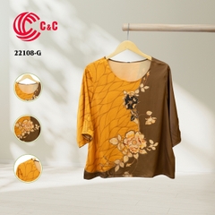22108 - Floral Silk Fabric with Wind Stylized Patterns in 10 Colors