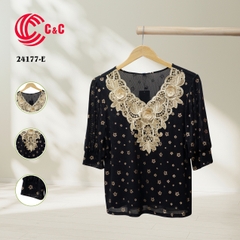 24177 - 3D Lace Overlay Collar Embellished Pearls