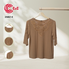 25067 - Embroidery and Beads Neck Lace Overlay with Two-Sided Embroidery Combined Glass Beads