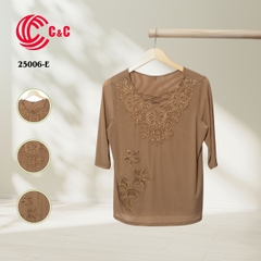 25006 - Elegant Lace Collar with Embroidery and Crystal Accents