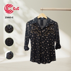 25065 - Four Stylized Decorative Patterns Mesh Fabric with Lace Rhinestone Embellishments Combined