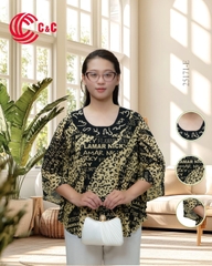 25171 - Typography Pattern Dolman Sleeves Perfect For Hiding Imperfections