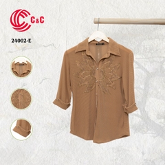 24002 - Korean Knit with Sunflower Embroidery and Stone Bead Accents