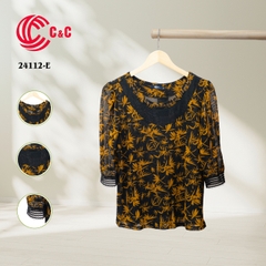 24112 - Pattern Round Neck Lace Combination with Decorative Stones