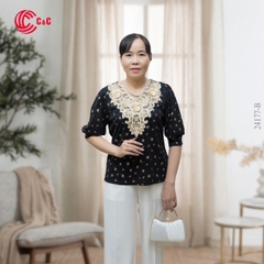 24177 - 3D Lace Overlay Collar Embellished Pearls