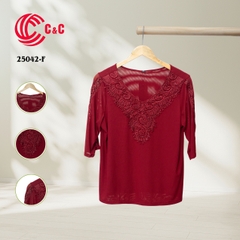 25042 - Lace-Trimmed Cut-Out Sleeves in 9 Colors