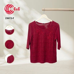 25072 - Round Neck Embroidered Mesh Fabric with 9 Color Variations