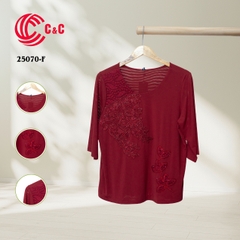 25070 - Round Neck with Lace and Decorative Glass Beads