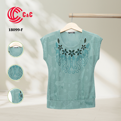 18099 - Embossed Pattern with Crystal Stones and Wide Trim to Conceal Belly Flaws