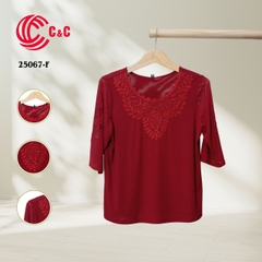 25067 - Embroidery and Beads Neck Lace Overlay with Two-Sided Embroidery Combined Glass Beads