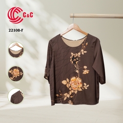 22108 - Floral Silk Fabric with Wind Stylized Patterns in 10 Colors