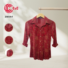 25019 - Embroidered Mesh Fabric with Lace and Gemstone Accents