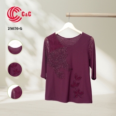 25070 - Round Neck with Lace and Decorative Glass Beads